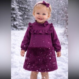 NWT-  Janie and Jack Ruffled Long Sleeve Dress in Purple